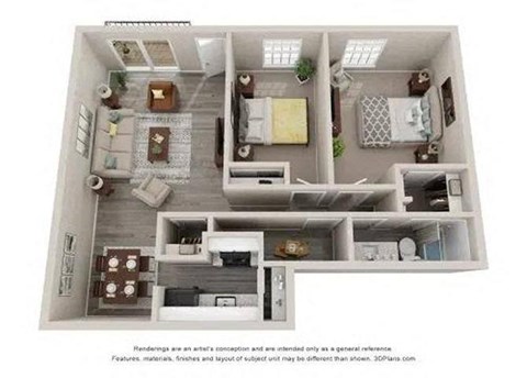 Floor plan for 3 beds, 2 baths, 1200 sqft